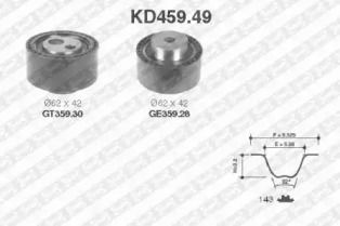 Комплект ремня ГРМ на Пежо Боксер  SNR KD459.49.