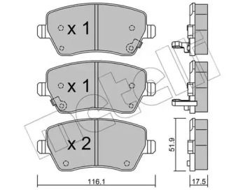 Переднї гальмівні колодки Metelli 22-0485-2.