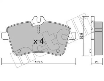Гальмівні колодки на Mercedes-Benz W169 Metelli 22-0647-0.