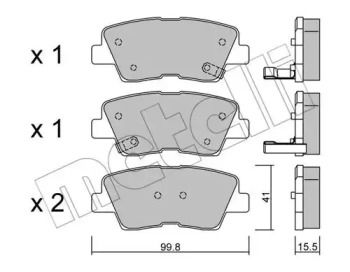 Гальмівні колодки на Hyundai Sonata 5 Metelli 22-0886-0.