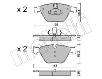 Передние тормозные колодки на БМВ Е10 Metelli 22-0918-0.
