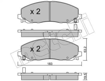 Передние тормозные колодки на Chrysler Grand Voyager  Metelli 22-0946-0.