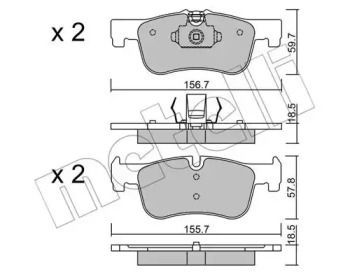 Передние тормозные колодки на BMW 2  Metelli 22-0959-0.