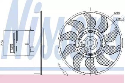 Вентилятор охолодження радіатора на Фольксваген Траспортер Т4 Nissens 85619.