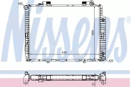 Алюминиевый радиатор охлаждения двигателя на Мерседес W210 Nissens 62665A.