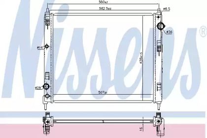 Радиатор охлаждения двигателя на Nissan Pulsar  Nissens 606119.