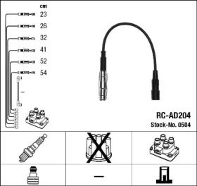 Высоковольтные провода зажигания на Ауди А8  NGK 0504.