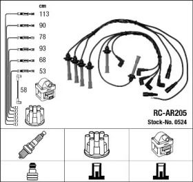 Высоковольтные провода зажигания на Альфа Ромео 164  NGK 0524.