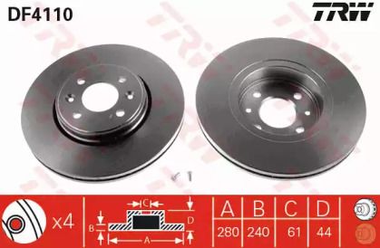 Вентильований гальмівний диск на Дача Лоджи  TRW DF4110.