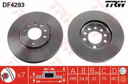 Вентильований гальмівний диск на SAAB 9-3  TRW DF4293.
