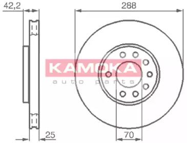 Вентильований передній гальмівний диск Kamoka 1031620.