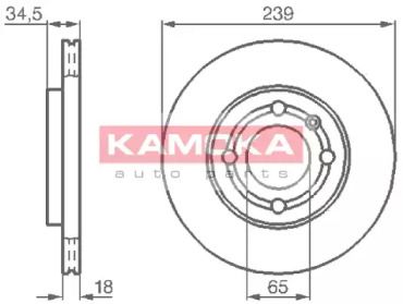 Вентильований гальмівний диск Kamoka 1031624.