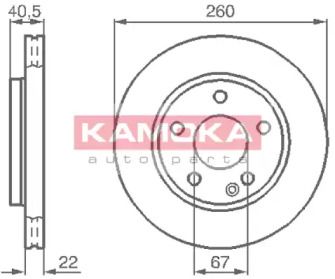 Вентилируемый передний тормозной диск на Мерседес А170 Kamoka 1032070.