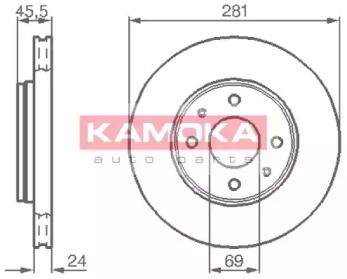 Вентильований передній гальмівний диск Kamoka 1032136.