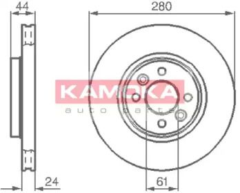 Вентильований передній гальмівний диск на Renault Scenic  Kamoka 1032248.