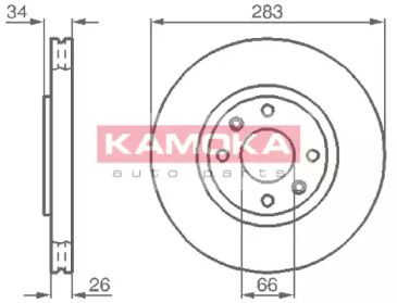 Вентильований гальмівний диск на Сітроен С3 Пікассо  Kamoka 1032304.