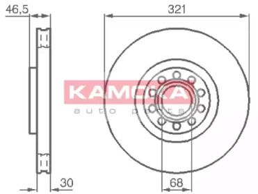 Вентилируемый передний тормозной диск Kamoka 1032332.