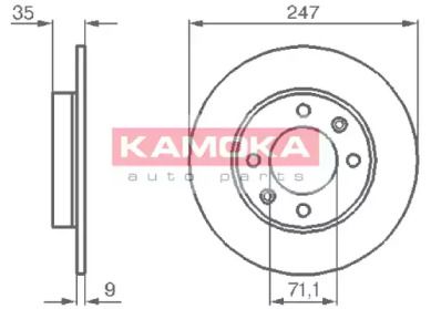 Задний тормозной диск на Пежо 1007  Kamoka 1032356.