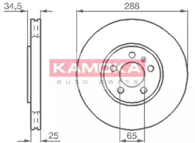 Вентилируемый передний тормозной диск Kamoka 1032442.