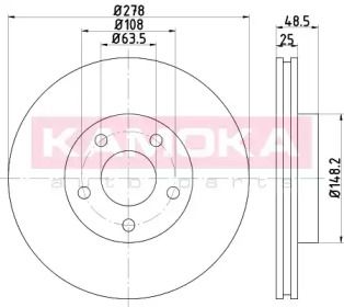 Вентилируемый тормозной диск Kamoka 1032444.