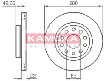 Вентилируемый тормозной диск на Seat Altea XL  Kamoka 1032446.