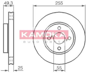 Вентилируемый передний тормозной диск Kamoka 1032588.