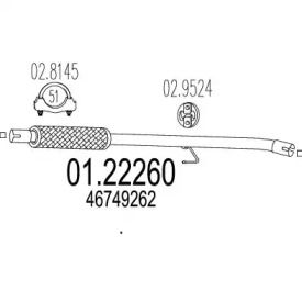 Приемная труба глушителя на Fiat Multipla  MTS 01.22260.