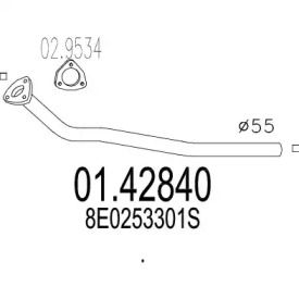 Приемная труба глушителя на Audi A4  MTS 01.42840.