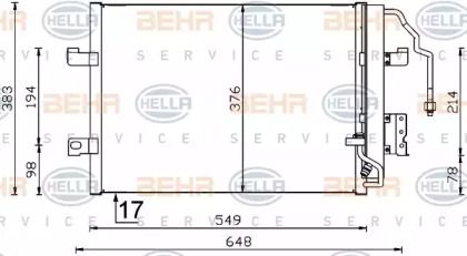 Радіатор кондиціонера на Мерседес W168 Hella 8FC 351 301-364.