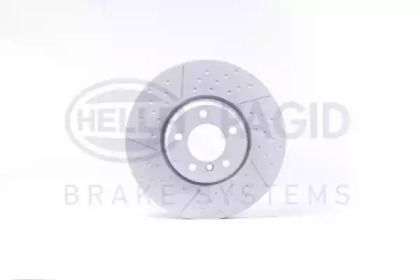 Вентильований гальмівний диск з насічками з перфорацією на BMW 2  Hella 8DD 355 120-821.
