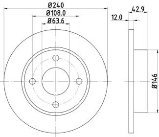 Гальмівний диск на Мазда 121  Hella 8DD 355 104-631.