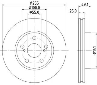 Вентилируемый тормозной диск на Тайота Корона  Hella 8DD 355 104-891.