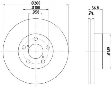 Вентилируемый тормозной диск Hella 8DD 355 105-321.