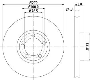 Вентилируемый тормозной диск Hella 8DD 355 105-641.