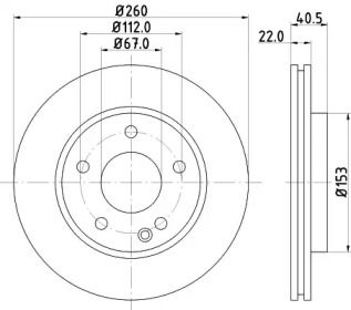 Вентильований гальмівний диск на Мерседес А160 Hella 8DD 355 105-991.