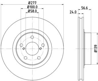 Вентильований гальмівний диск на Субару Форестер 3 Hella 8DD 355 129-421.
