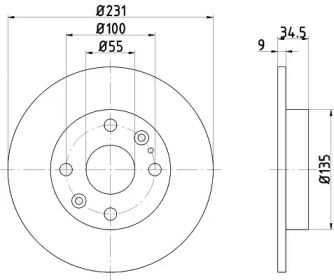 Тормозной диск на Mazda MX-5  Hella 8DD 355 106-471.