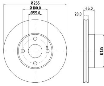 Вентилируемый тормозной диск Hella 8DD 355 106-491.