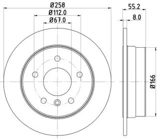 Гальмівний диск на Мерседес А170 Hella 8DD 355 106-951.