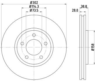 Перфорированный тормозной диск на Крайслер Вижн  Hella 8DD 355 127-671.