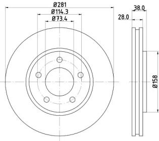 Вентилируемый тормозной диск Hella 8DD 355 107-891.