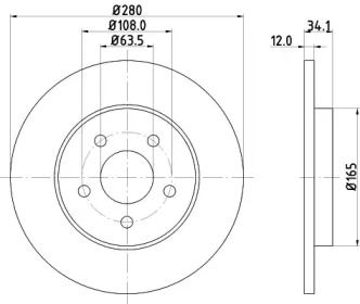 Тормозной диск Hella 8DD 355 108-061.
