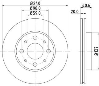 Вентильований гальмівний диск Hella 8DD 355 109-121.