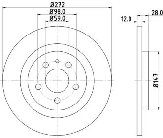 Тормозной диск на Citroen C8  Hella 8DD 355 109-151.