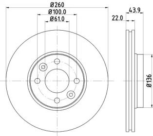 Перфорированный тормозной диск на Рено Симбол  Hella 8DD 355 127-881.