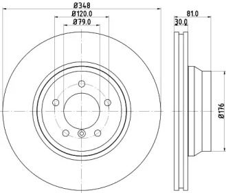 Вентильований гальмівний диск на БМВ Е65, Е66, Е67 Hella 8DD 355 129-781.