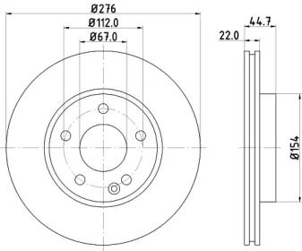 Вентильований гальмівний диск на Мерседес А160 Hella 8DD 355 111-061.