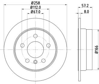 Тормозной диск на Мерседес А170 Hella 8DD 355 111-101.