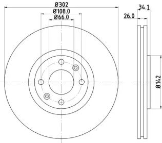 Перфорированный тормозной диск на Ситроен С4  Hella 8DD 355 111-321.