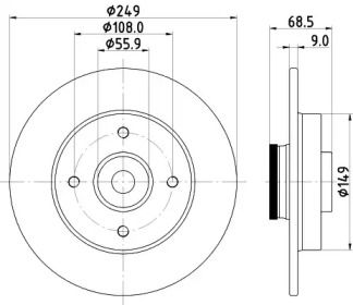 Гальмівний диск на Пежо 307  Hella 8DD 355 123-291.